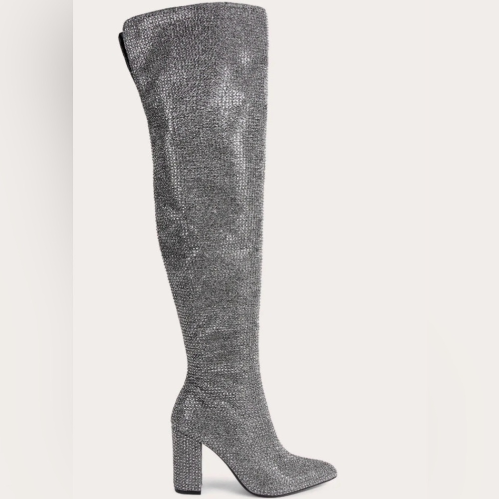 Carvela thigh-high rhinestone embellished boots